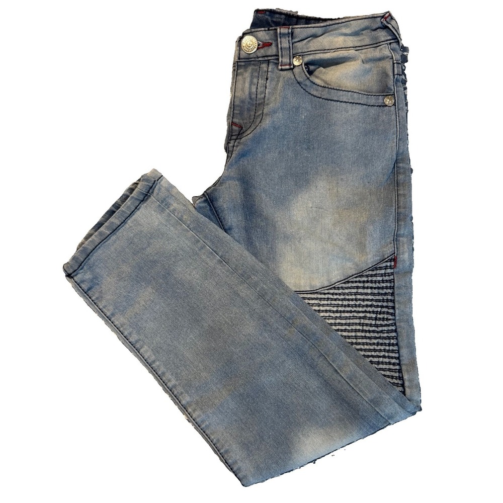 True Religion Geno Relaxed Slim Distressed Blue Jeans Unisex Size 14 Big Kids